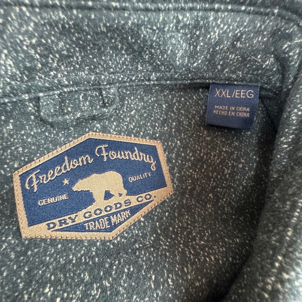 Freedom Foundry Mens Long Sleeve Shirt XXL Button Down Pockets Flannel Speckled - Picture 3 of 11
